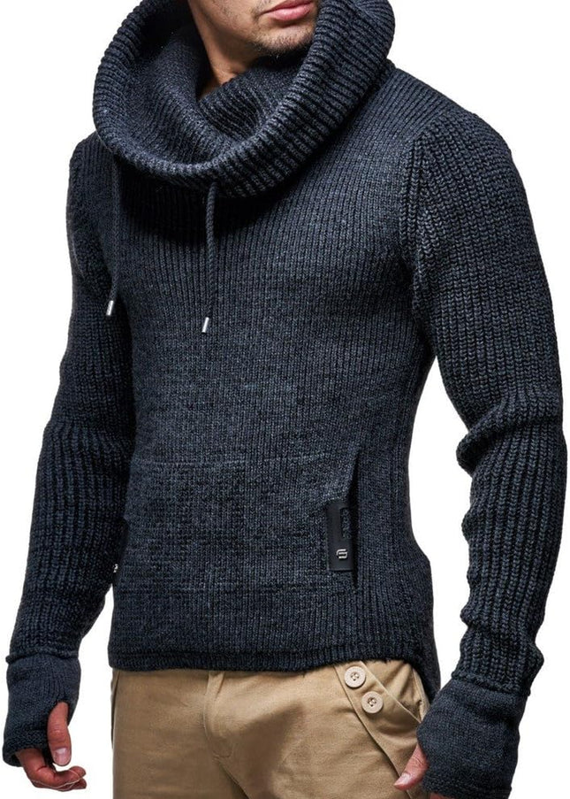 Men’S Knitted Pullover | Long-Sleeved Slim Fit Shirt | Basic Longsleeve Sweatshirt with Shawl Collar for Men