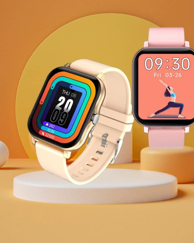 Smart Fitness Tracker Watch for Android/Ios - IP68, Heart Rate/Blood Oxygen/Sleep Monitoring, 8 Sports Modes, Breath Training, Weather Updates - 1.69-Inch Display for Men and Women (Rose Gold)