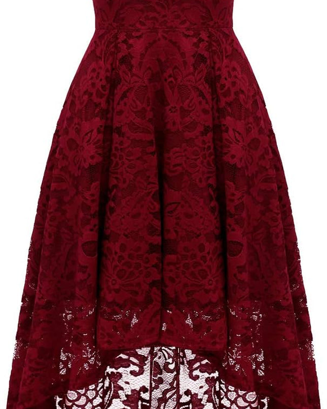 Women Halter Lace Wedding Guest Dress Hi-Lo Cocktail Party Bridesmaid Formal Dresses