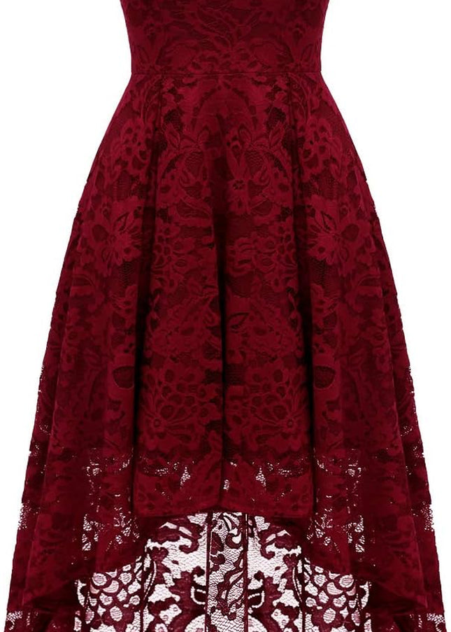 Women Halter Lace Wedding Guest Dress Hi-Lo Cocktail Party Bridesmaid Formal Dresses