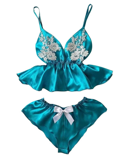 Women Corset Lace Floral Lingerie Set Sexy plus Size V Neck Bralette Bra Two Piece Splicing Stain Underwear Lingeries Sets Sexy