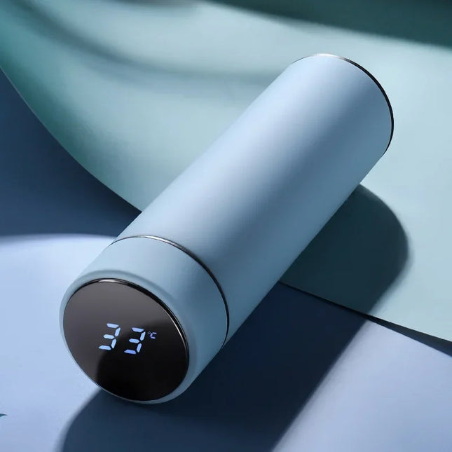 500ml Stainless Steel Vacuum Thermal Water Bottle with Digital Temperature Display - Leakproof Frosted Thermos for Coffee and Milk