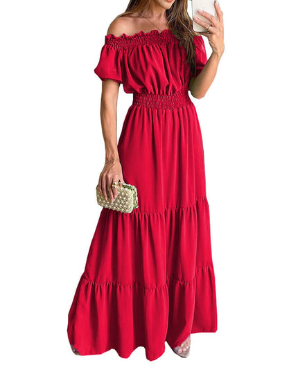 Boho Dresses for Women 2024 Summer Sexy off Shoulder Solid Color Flare Sleeve Tunic Dress Women Casual Mini Sundress Vestido