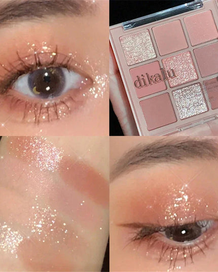 New 9 Colors Nude Shimmer Matte Eyeshadow Pallete Glitter Eyeshadow Long Lasting Waterproof Eye Pigments Shine Eyeshadow Makeup