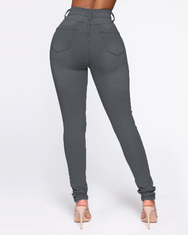 Slimming Jeans Pants for Women High Waist Trousers with Pockets