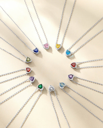 Silver Necklace 925 Sterling Silver Birthstone Love Heart Necklace Gifts for Women
