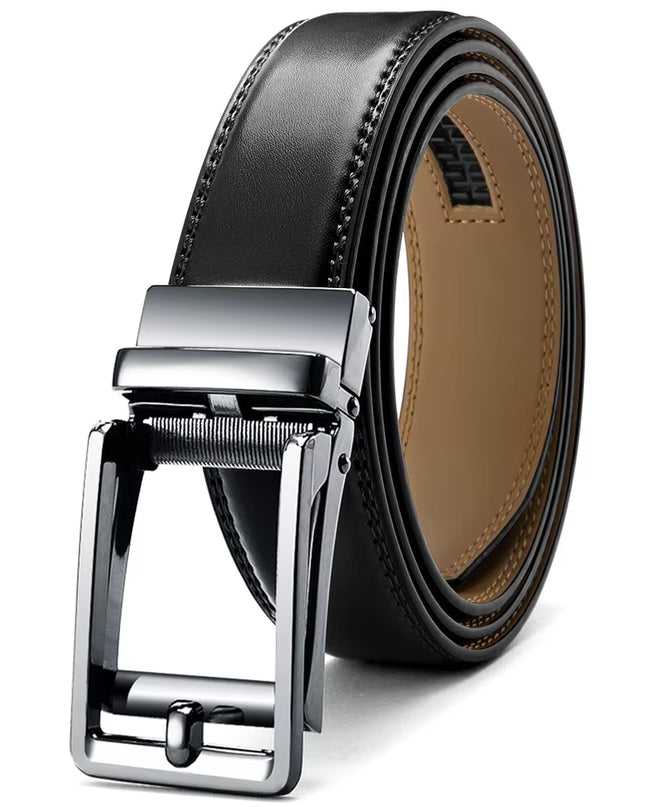 Mens Leather Belt Automatic Genuine Leather Belts Belt Male Leisure Fashion Ratchet Belts for Men Pants Waistband Ремень