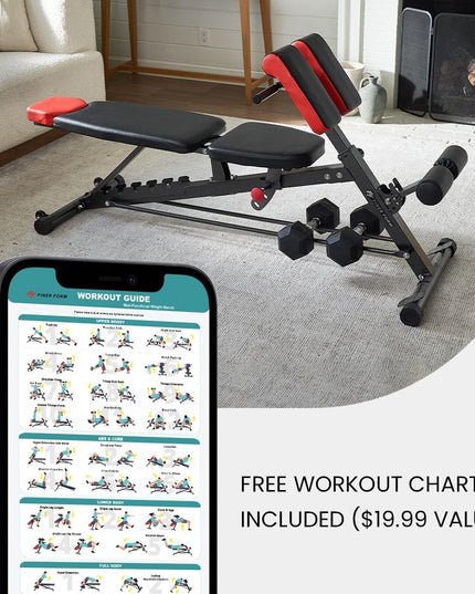 Multi-Functional FID Weight Bench for Full All-In-One Body Workout – Hyper Back Extension, Roman Chair, Adjustable Ab Sit up Bench, Incline Decline Bench, Flat Bench