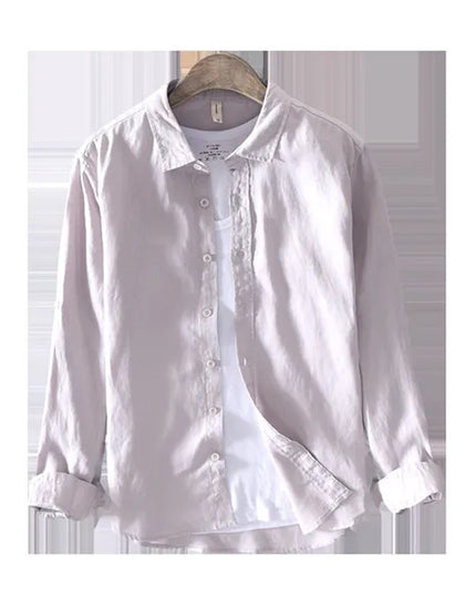 New Designer Italy Style 100% Linen Long-Sleeved Shirt Men Brand Casual 5 Colors Solid White Shirts for Men Top Camisa Chemise