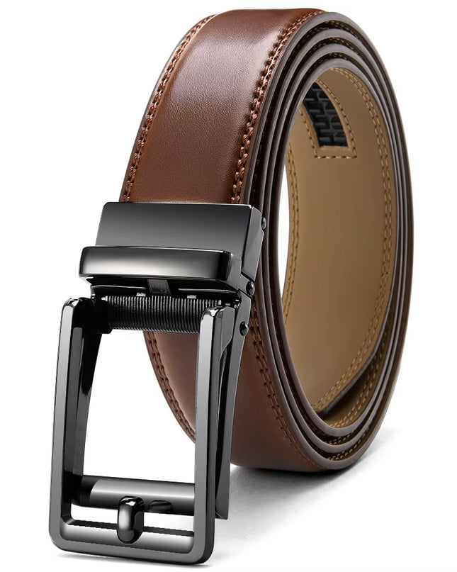 Mens Leather Belt Automatic Genuine Leather Belts Belt Male Leisure Fashion Ratchet Belts for Men Pants Waistband Ремень