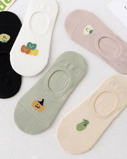 5 Pairs Womens Socks Lovely Cow Pattern Short Socks Creative Printing Socks Ankle Sock