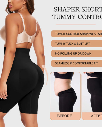 2 Packs Tummy Control Shapewear Shorts Faja Body Shaper for Women High-Waisted Thigh Slimming