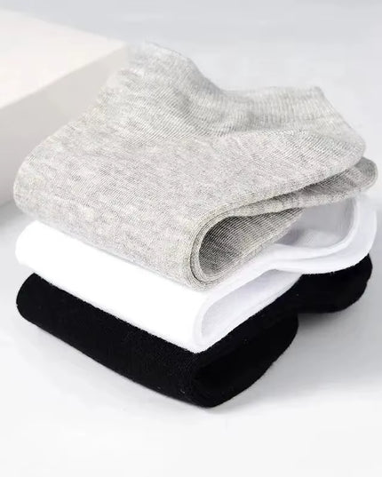 10 Pairs Men'S Polyester Boat Socks New Style Black White Grey Business Men Stockings Soft Breathable Summer for Male