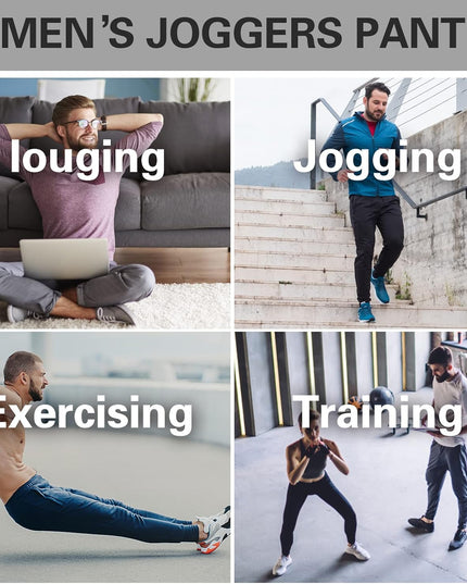 Men'S Joggers Sweatpants Cotton Casual Pants with Pockets Drawstring Gym Workout Athletic Training Pants