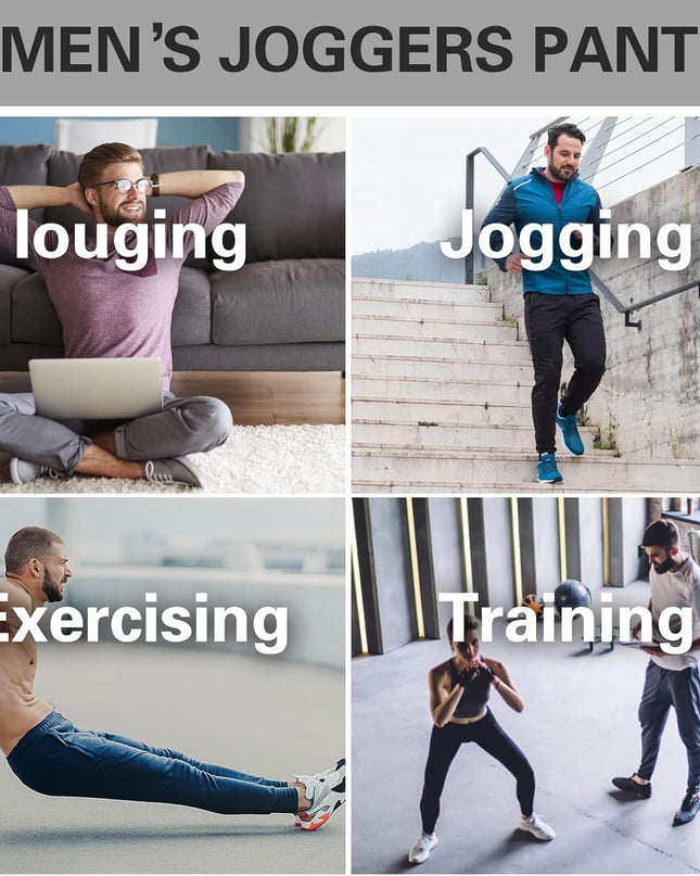 Men'S Joggers Sweatpants Cotton Casual Pants with Pockets Drawstring Gym Workout Athletic Training Pants