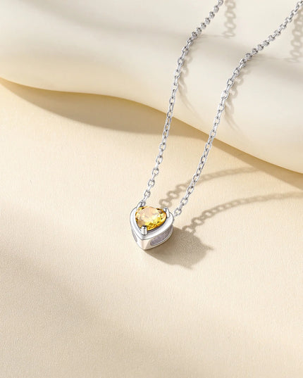 Silver Necklace 925 Sterling Silver Birthstone Love Heart Necklace Gifts for Women