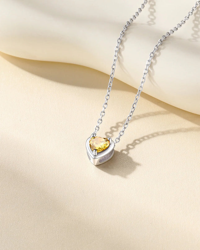 Silver Necklace 925 Sterling Silver Birthstone Love Heart Necklace Gifts for Women