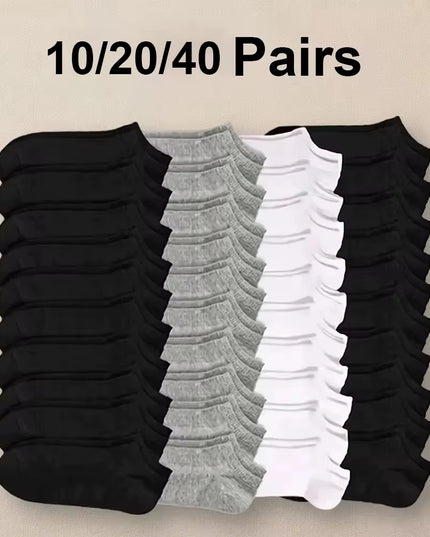 10/20/40 Pairs Men'S Boat Socks Business Sport Sweat Absorption Mature Summer Autumn Solid Color Versatile Ankle Socks