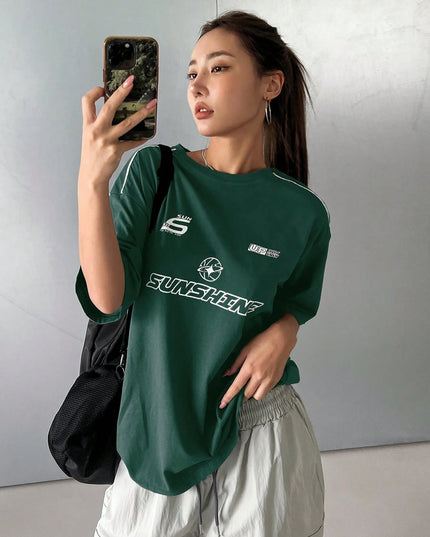 DAZY Summer Casual Loose Short Sleeve T-Shirt with Letter Print Oversized T-Shirt,Graphic Tees