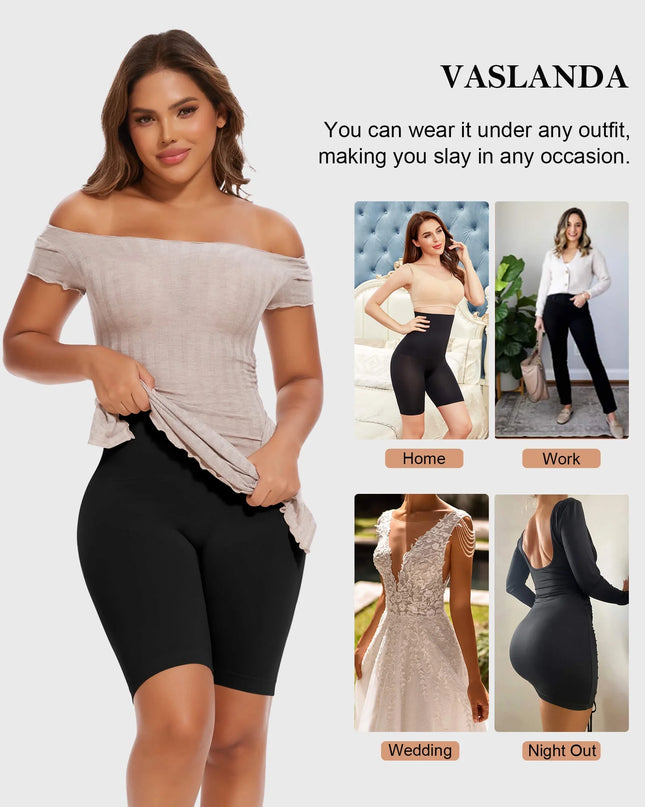 2 Packs Tummy Control Shapewear Shorts Faja Body Shaper for Women High-Waisted Thigh Slimming