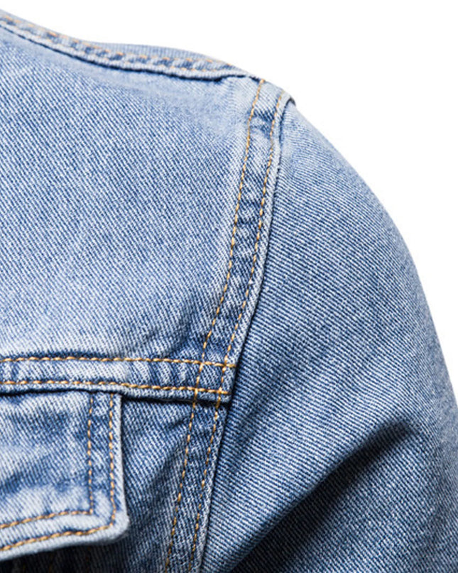 Men Oversized Denim Jacket plus Size Lightweight Button down Lapel Jean Coat Big and Tall Outwear Jackets