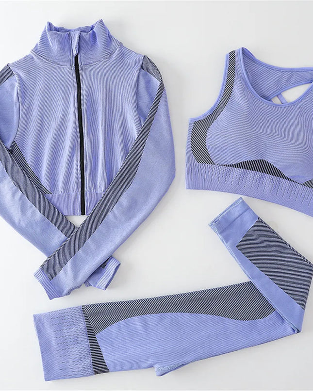 Women Fitness Sport Yoga Suit Seamless Women Yoga Sets Long Sleeve Yoga Clothing Female Sport Gym Suits Wear Running Clothes