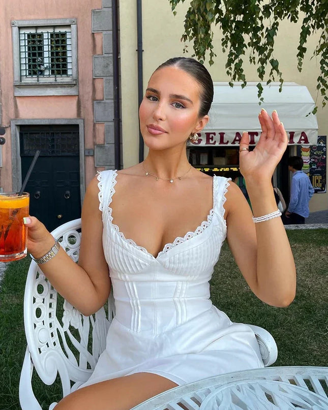 Babyoung Summer White Women Slim a Line Holiday Party Lace Patchwork Elegant Birthday Casual Dress 2023