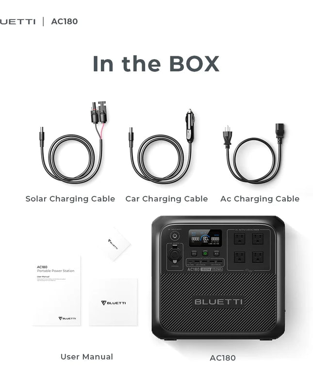 AC180 Solar Generator, 1440W | 1152Wh Lifepo4 Power Station, Portable for Off-Grid, Home, Camping, RV