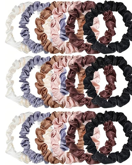 6/18Pcs Elegant Hair Scrunchies Women Minimalist Simulation Silk Hair Ties Solid Color Elastic Loop Ponytail Hair Accessories