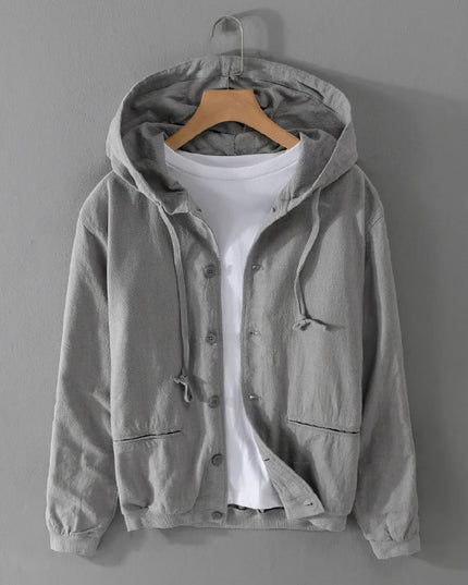 New Designer Italy Quality Linen Hooded Jacket for Men Casual Trend Spring Autumn Outerwear Blazer Top Clothes Chaquetas Jaqueta