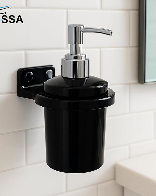 Fossa Classy Wall Mounted Soap Dispenser for Bathroom & Kitchen – Dispenser for Hand Wash, Face Wash, Shampoo & Dish Liquid | Ceramic Body Black (Glossy Finish)-4
