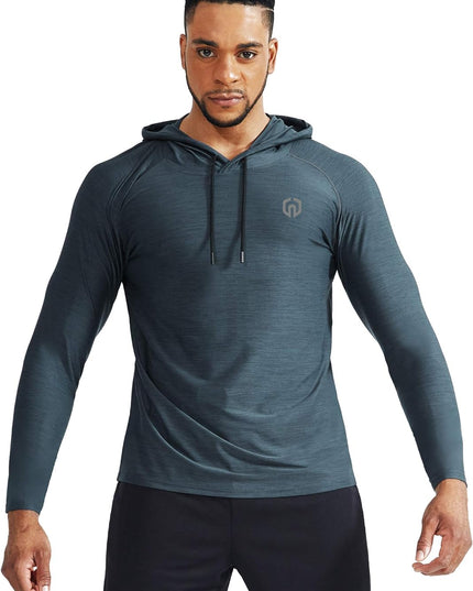 Men'S Dry Fit Athletic Shirt Workout Running Long Sleeve Shirts with Hoods