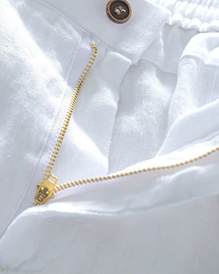 New Design Casual 100% Linen Long Pants Men Solid Fashion Brand Trousers for Men Elastic Waist Pantalones Pantaloni Un Pantalon