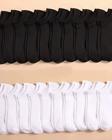 10 Pairs Men'S Polyester Boat Socks New Style Black White Grey Business Men Stockings Soft Breathable Summer for Male