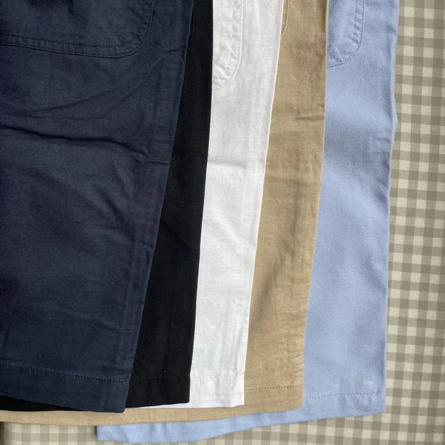 Designer New Linen Shorts Men Casual Beach Short Men Brand Wild Leisure Solid Cargo Shorts for Men Bermuda Masculina Bermudas