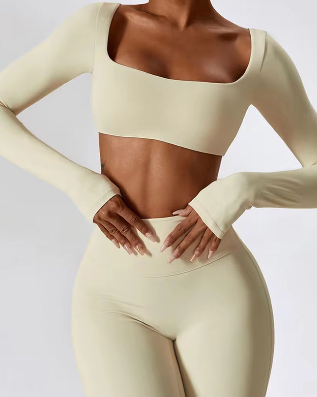 Sexy Yoga Shirts Crop Top Long Sleeves Shirts for Women Yoga Sports Fitness Gym Clothes Workout Tops Sports Shirts