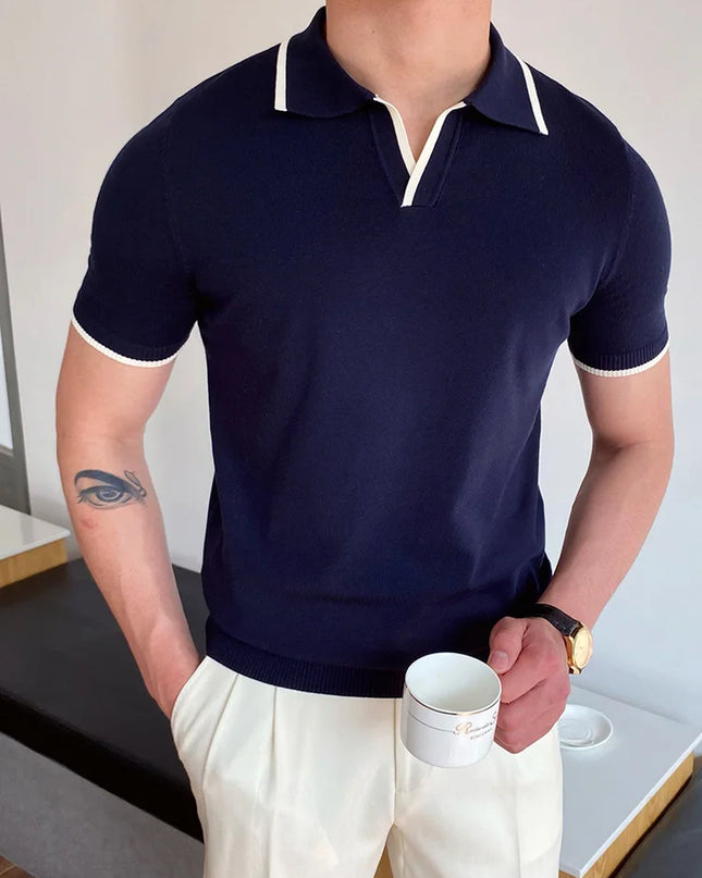 Summer Men Fashion Polo Shirts Short Sleeve Turn-Down Collar Patchwork Casual Polos Mens Clothing Male Tops Pullover Streetwear