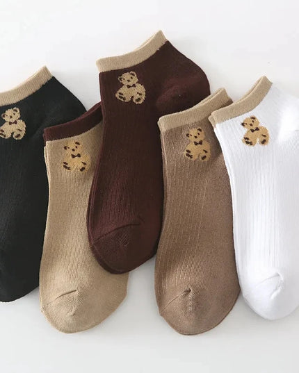 5 Pairs Womens Socks Lovely Cow Pattern Short Socks Creative Printing Socks Ankle Sock