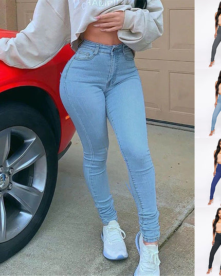 Slimming Jeans Pants for Women High Waist Trousers with Pockets