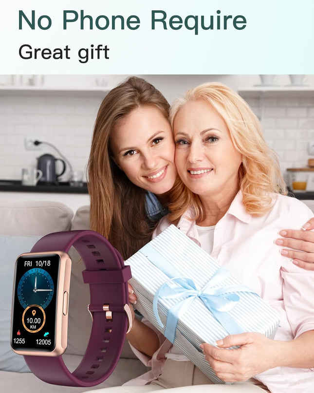 Fitness Tracker No Bluetooth No APP No Phone Needed, Fitness Watch for Men Women Parents IP68 Waterproof with Full Touch Screen Steps Calories Counter Sleep Tracker Alarm Clocks (Purple)