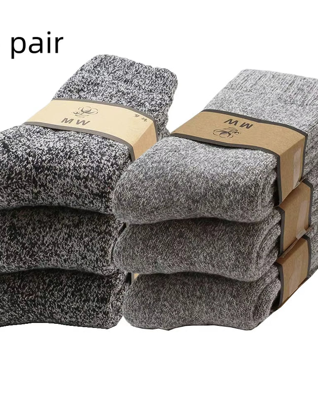 Winter Men'S Merino Wool Socks Super Thick Warm High Quality Harajuku Retro Snow Casual Antifreeze Cashmere Socks Men 3 Pair