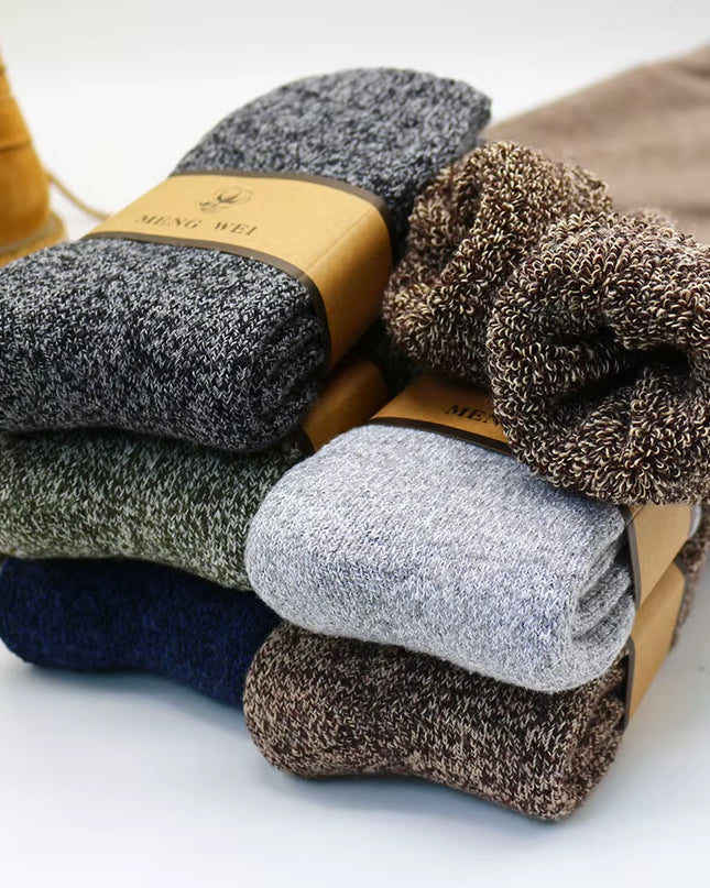 Winter Men'S Merino Wool Socks Super Thick Warm High Quality Harajuku Retro Snow Casual Antifreeze Cashmere Socks Men 3 Pair