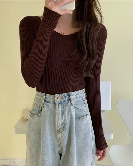 2025 Autumn Winter Women Sweaters Casual Long Sleeve Knitted Pullover Sweater Femme Basic Solid Jersey Tops Fashion Clothes