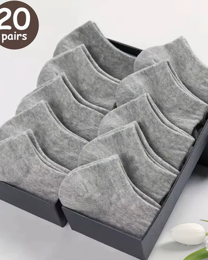 10/20/40 Pairs Men'S Boat Socks Business Sport Sweat Absorption Mature Summer Autumn Solid Color Versatile Ankle Socks