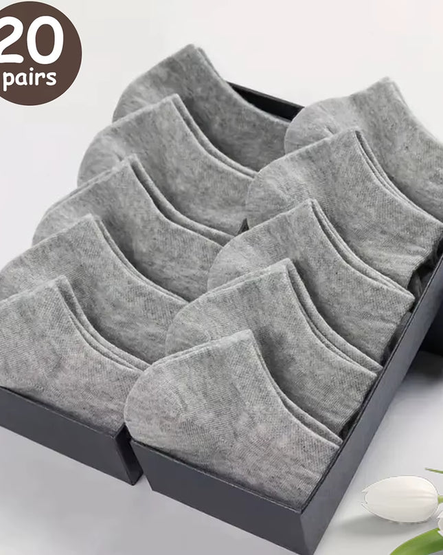 10/20/40 Pairs Men'S Boat Socks Business Sport Sweat Absorption Mature Summer Autumn Solid Color Versatile Ankle Socks