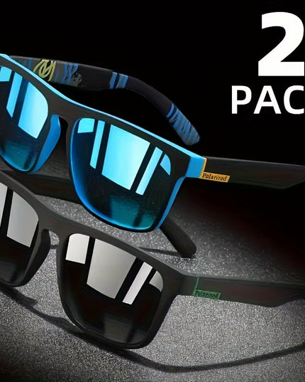 2Pcs Square Polarized Sunglasses anti Glare Sun Shades for Summer Party Vacation Travel Driving Fishing