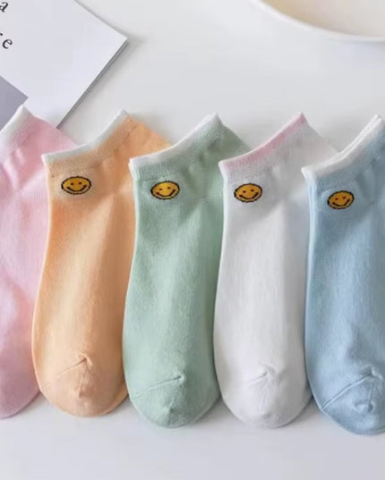5 Pairs Womens Socks Lovely Cow Pattern Short Socks Creative Printing Socks Ankle Sock