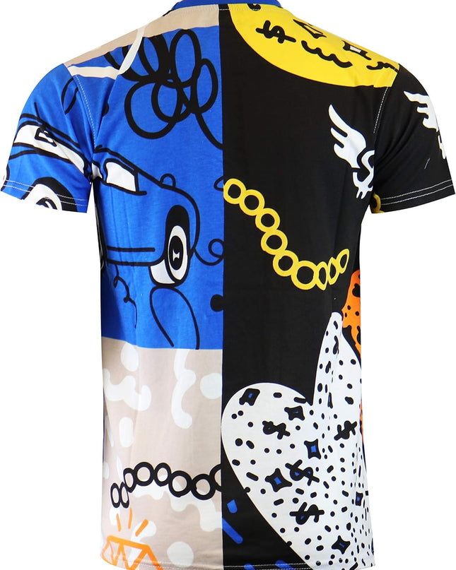 Mens Hipster Hip-Hop Urban Modern Tees - NYC Street Fashion Streetwear Stylish Longline Print T-Shirt