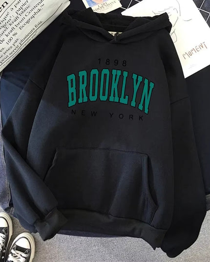 Brooklyn Letter Print Hooded Sweater Fashion Hoodie Kids Hip Hop Street Ladies New York Autumn Clothing Hoodie for Women