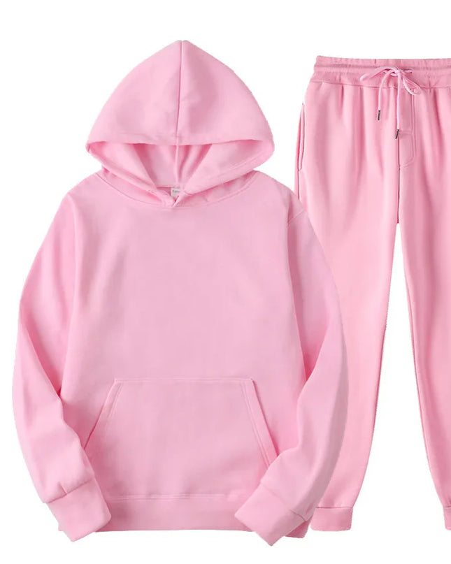 New Men Set Spring Autumn Fashion Mens Tracksuit Cotton Comfortable Two Piece Casual Sportswear Set Male Hoodies + Pants Solid
